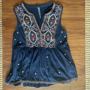 Anthropologie Embroidered Floral Top